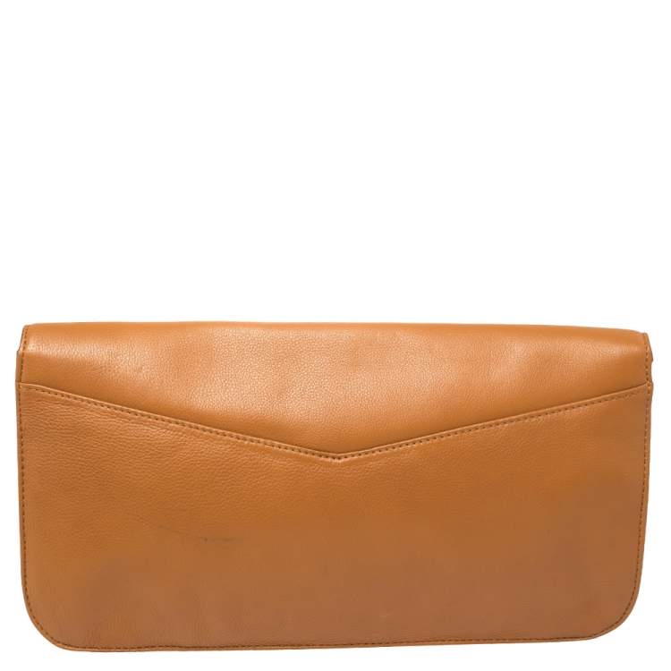 Pre Owned Marc by Marc Jacobs Tan Leather Bianca Envelope Clutch