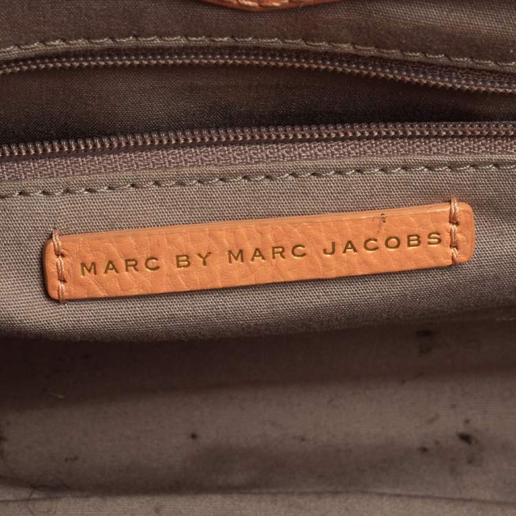 Pre Owned Marc by Marc Jacobs Orange/Beige Checkered Raffia Clutch