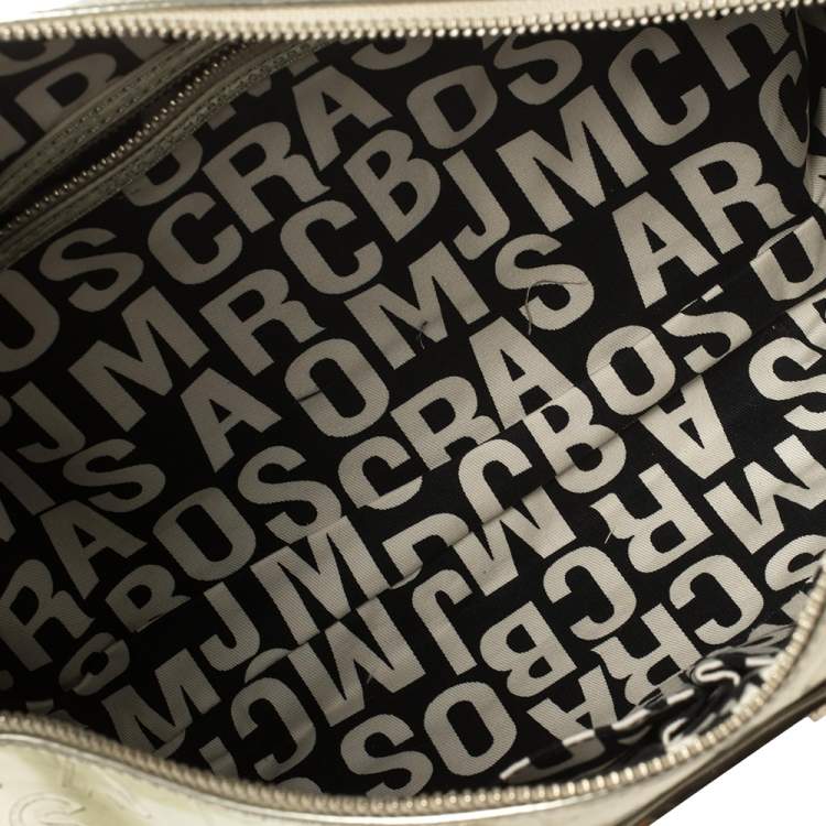 Pre Owned Marc by Marc Jacobs Metallic Gold Embossed Glossy Leather Boston Bag