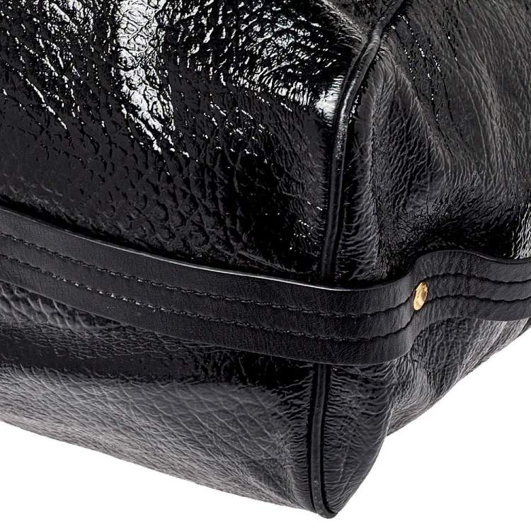 Pre Owned Marc by Marc Jacobs Black Patent and Leather Turnlock Shoulder Bag