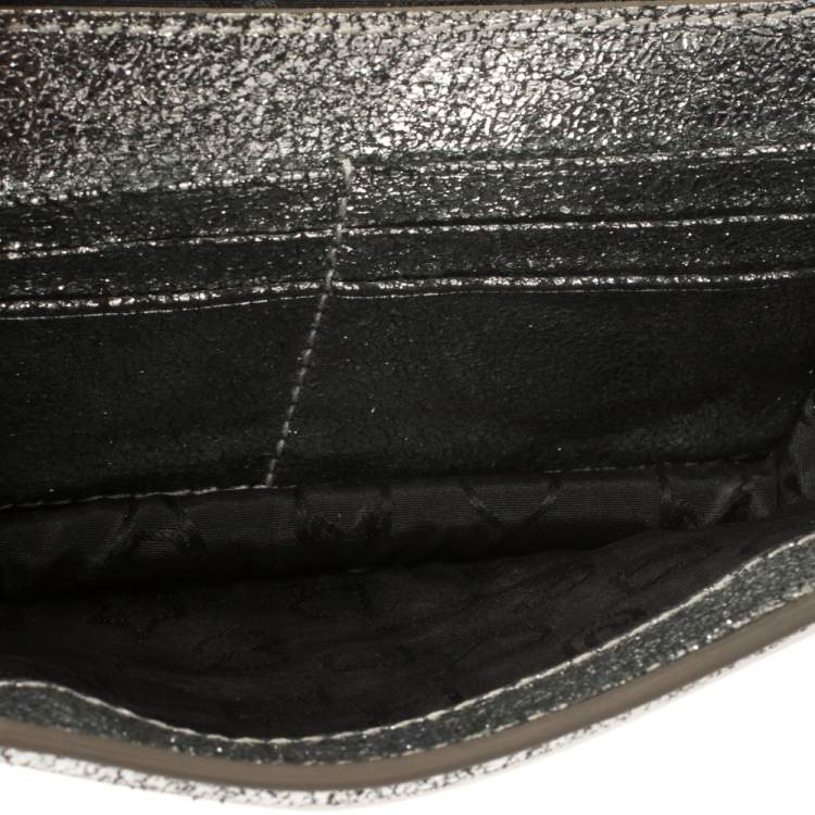 Pre Owned Marc by Marc Jacobs Silver Crackled Leather Shoulder Bag