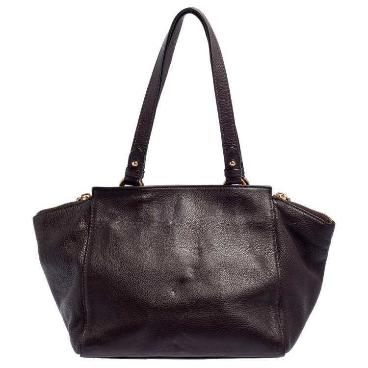 Pre Owned Marc by Marc Jacobs Plum Leather Front Pocket Satchel