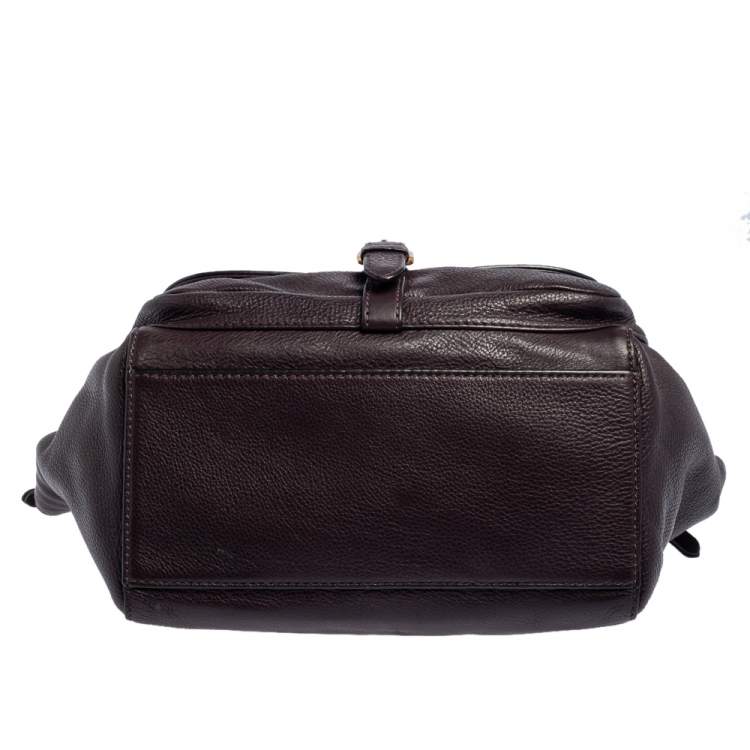 Pre Owned Marc by Marc Jacobs Plum Leather Front Pocket Satchel