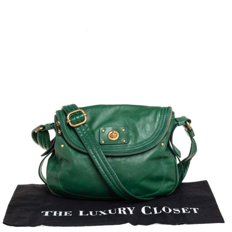 Pre Owned Marc by Marc Jacobs Green Leather Turnlock Natasha Shoulder Bag