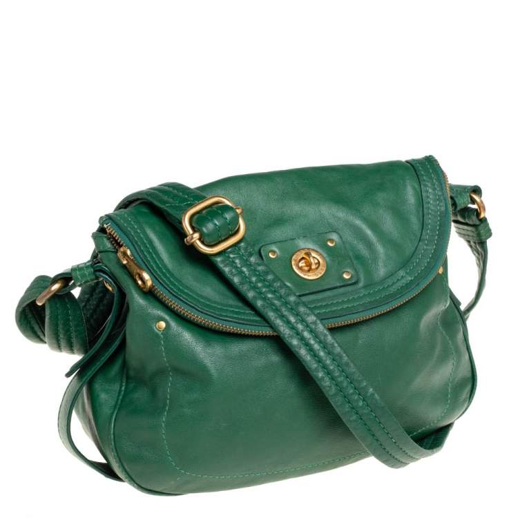 Pre Owned Marc by Marc Jacobs Green Leather Turnlock Natasha Shoulder Bag