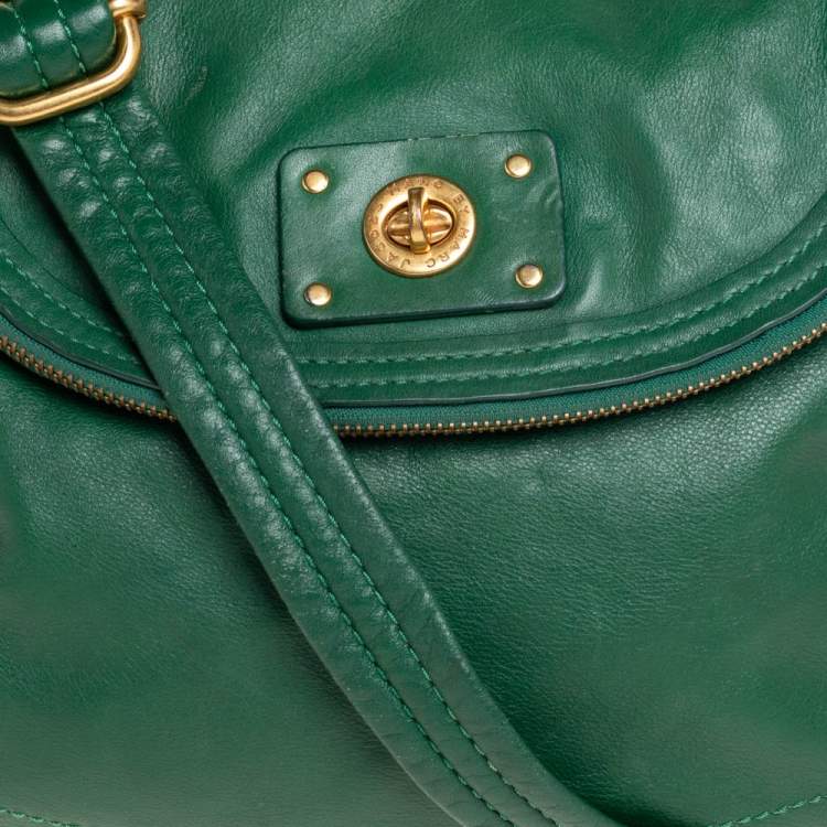 Pre Owned Marc by Marc Jacobs Green Leather Turnlock Natasha Shoulder Bag