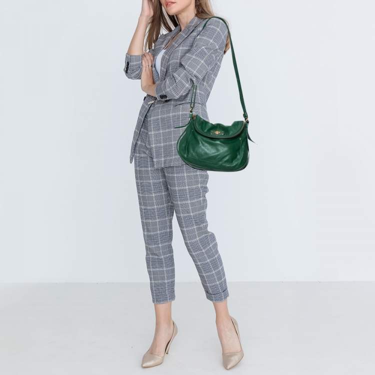 Pre Owned Marc by Marc Jacobs Green Leather Turnlock Natasha Shoulder Bag