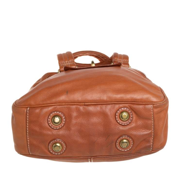 Pre Owned Marc by Marc Jacobs Brown Leather Turnlock Pocket Satchel 