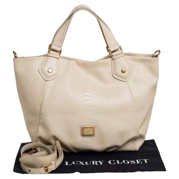Pre Owned Marc by Marc Jacobs Beige Python Embossed Leather Shopper Tote