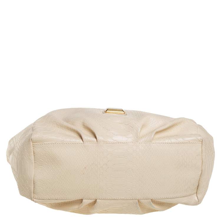 Pre Owned Marc by Marc Jacobs Beige Python Embossed Leather Shopper Tote