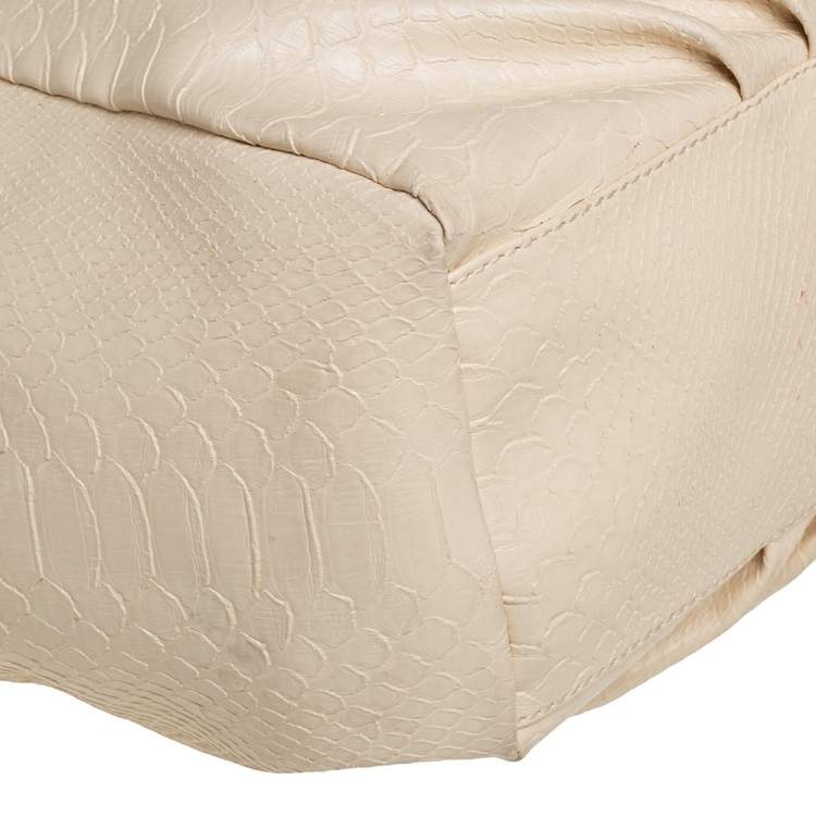 Pre Owned Marc by Marc Jacobs Beige Python Embossed Leather Shopper Tote