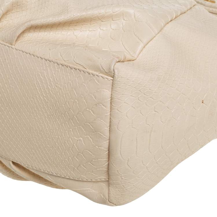 Pre Owned Marc by Marc Jacobs Beige Python Embossed Leather Shopper Tote