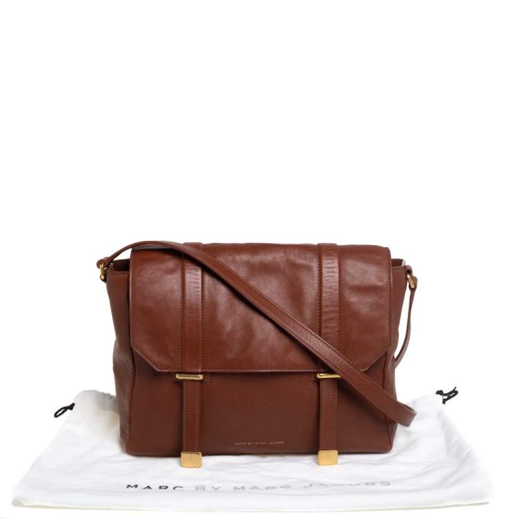 Pre Owned Marc by Marc Jacobs Brown Leather Flap Messenger Bag