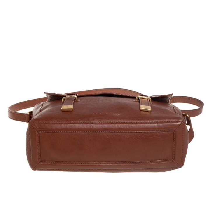 Pre Owned Marc by Marc Jacobs Brown Leather Flap Messenger Bag