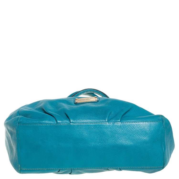 Pre Owned Marc by Marc Jacobs Aqua Blue Leather Classic Q Francesca Shoulder Bag