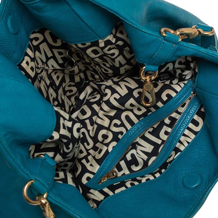 Pre Owned Marc by Marc Jacobs Aqua Blue Leather Classic Q Francesca Shoulder Bag
