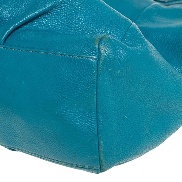 Pre Owned Marc by Marc Jacobs Aqua Blue Leather Classic Q Francesca Shoulder Bag