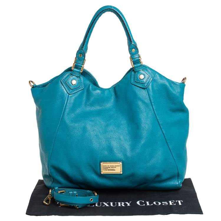 Pre Owned Marc by Marc Jacobs Aqua Blue Leather Classic Q Francesca Shoulder Bag