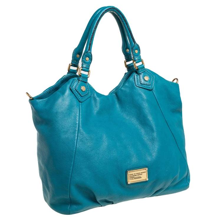 Pre Owned Marc by Marc Jacobs Aqua Blue Leather Classic Q Francesca Shoulder Bag