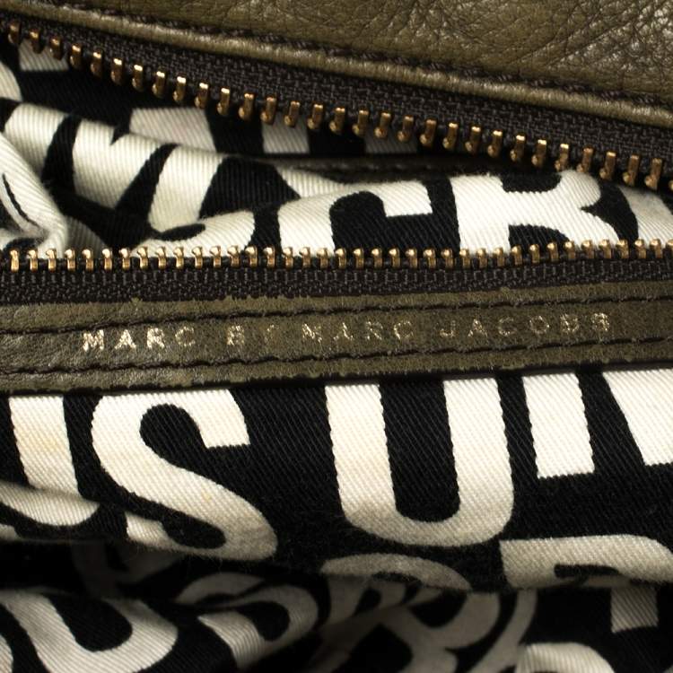 Pre Owned Marc by Marc Jacobs Olive Green Leather Classic Q Baby Groovee Satchel