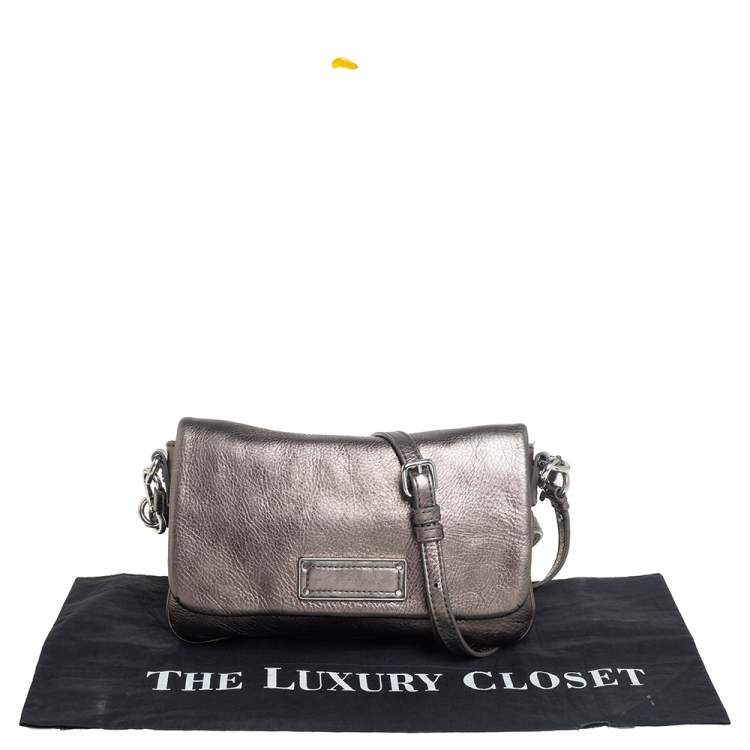 Pre Owned Marc by Marc Jacobs Metallic Leather Percy Flap Crossbody Bag