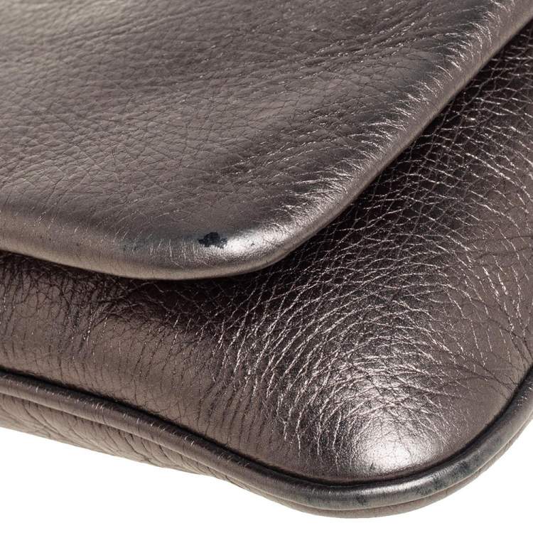 Pre Owned Marc by Marc Jacobs Metallic Leather Percy Flap Crossbody Bag