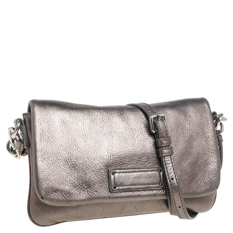 Pre Owned Marc by Marc Jacobs Metallic Leather Percy Flap Crossbody Bag