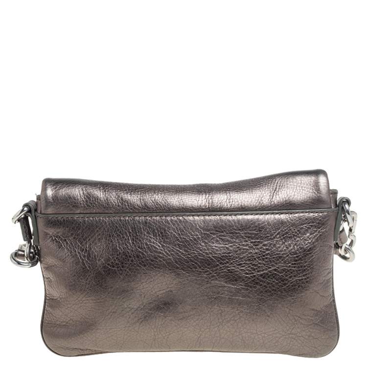 Pre Owned Marc by Marc Jacobs Metallic Leather Percy Flap Crossbody Bag