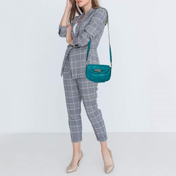 Pre Owned Marc by Marc Jacobs Aqua Blue Leather Crossbody Bag