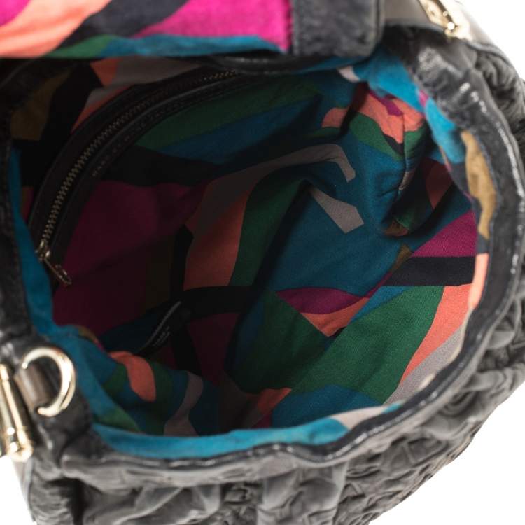Pre Owned Marc By Marc Jacobs Navy Blue Dreamy Embossed Logo Leather Puckered Mouse Hobo