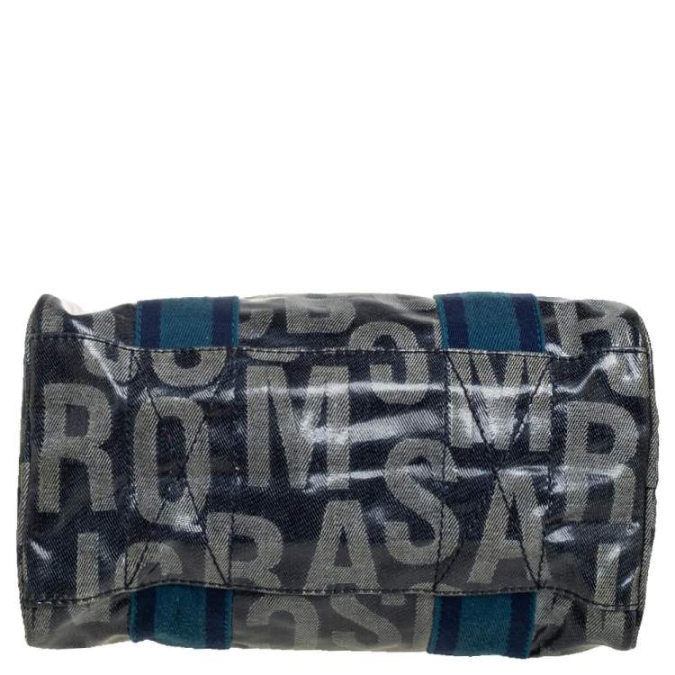 Pre Owned Marc By Marc Jacobs Blue Coated Canvas Alphabet Bowler Bag
