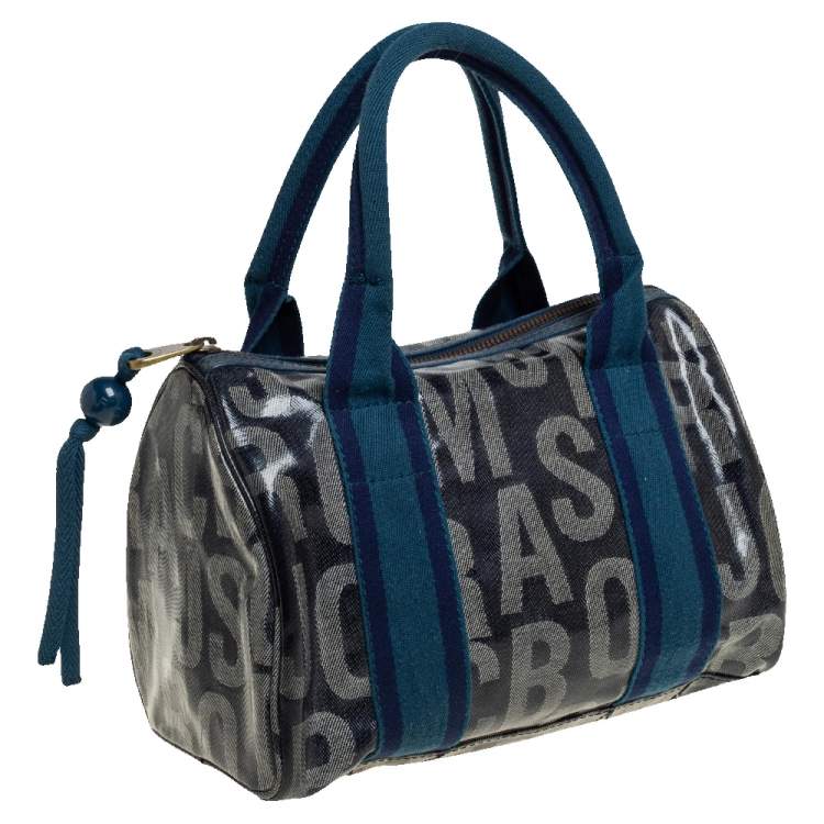 Pre Owned Marc By Marc Jacobs Blue Coated Canvas Alphabet Bowler Bag