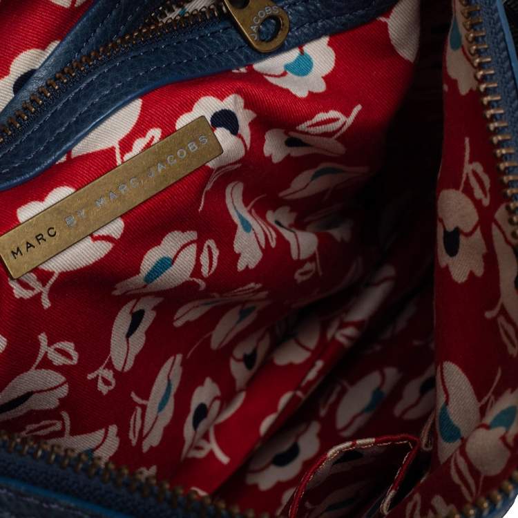 Pre Owned Marc By Marc Jacobs Blue Coated Canvas Alphabet Bowler Bag