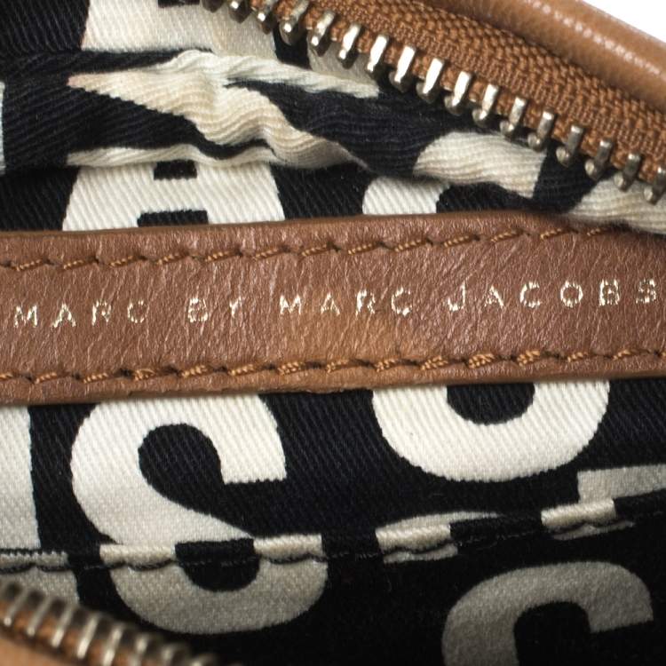 Pre Owned Marc by Marc Jacobs Tan Leather Studded Round Crossbody Bag