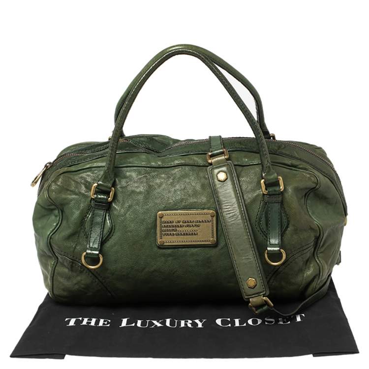 Pre Owned Marc by Marc Jacobs Green Leather Boston Duffel Bag