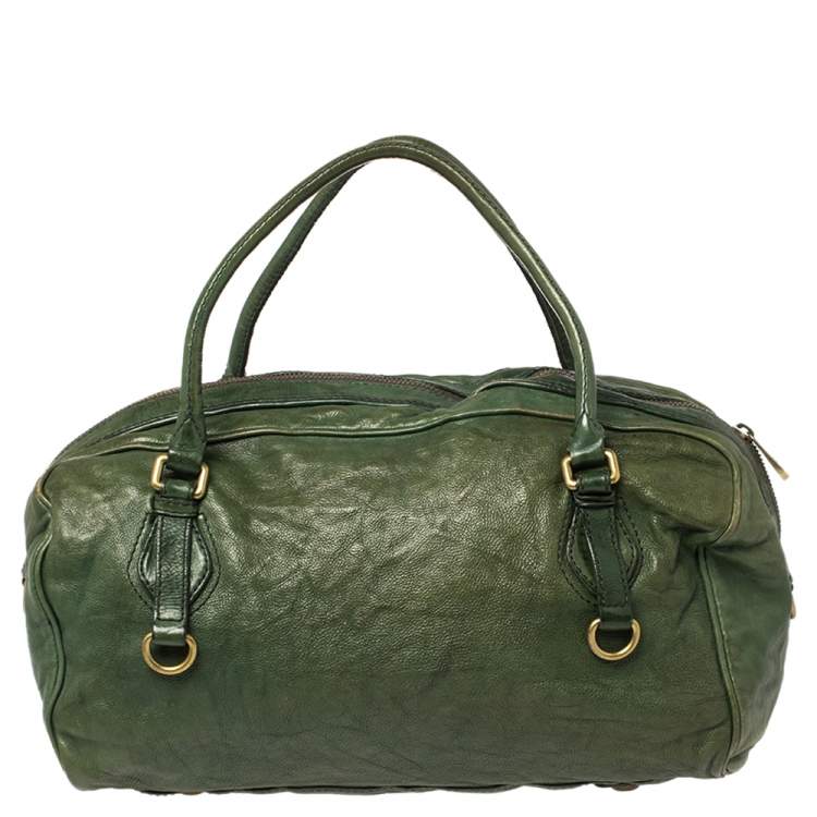 Pre Owned Marc by Marc Jacobs Green Leather Boston Duffel Bag