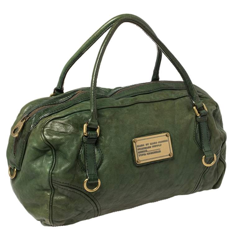 Pre Owned Marc by Marc Jacobs Green Leather Boston Duffel Bag