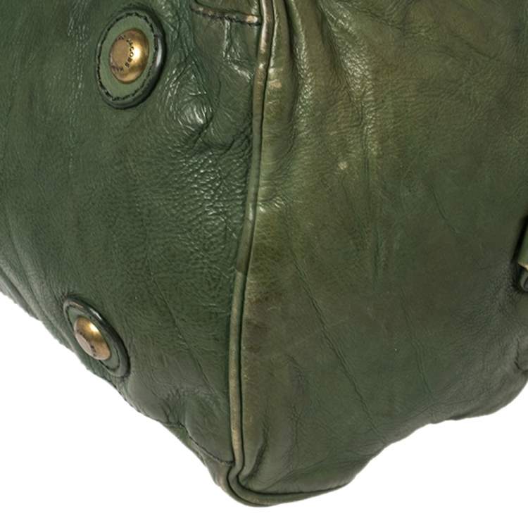 Pre Owned Marc by Marc Jacobs Green Leather Boston Duffel Bag