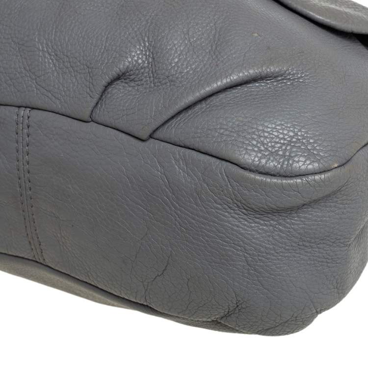 Pre Owned Marc by Marc Jacobs Grey Soft Leather Classic Q Lil Ukita Top Handle Bag