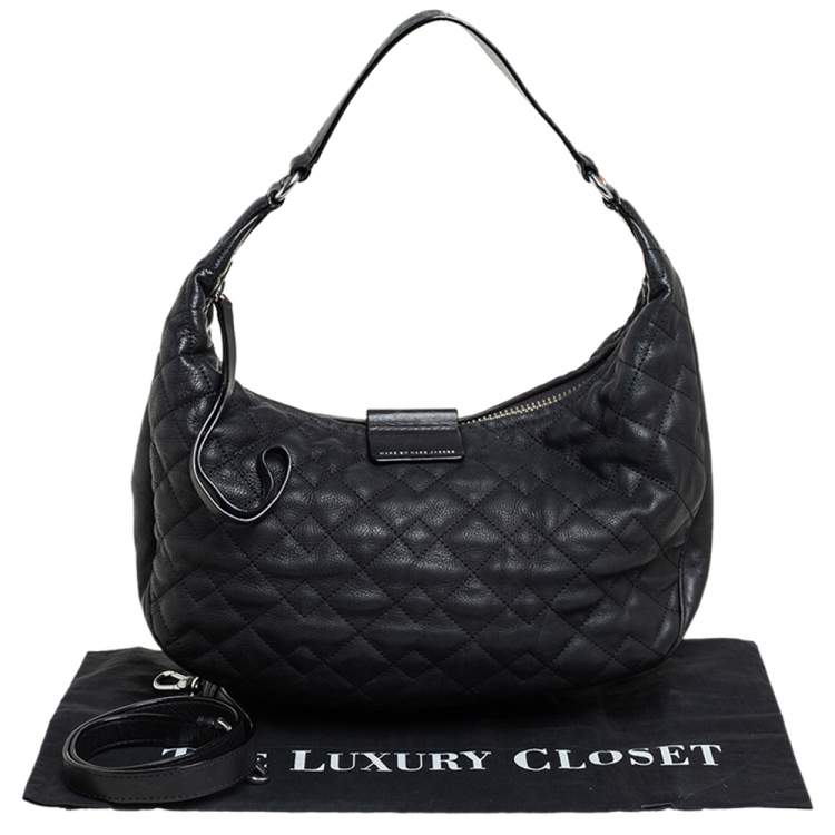 Pre Owned Marc by Marc Jacobs Black Quilted Leather Moto Hobo