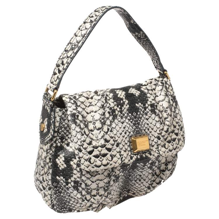 Pre Owned Marc by Marc Jacobs Black/White Python Embossed Leather Classic Q Lil Ukita Satchel