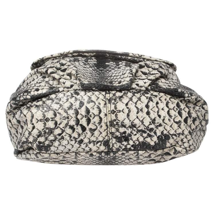 Pre Owned Marc by Marc Jacobs Black/White Python Embossed Leather Classic Q Lil Ukita Satchel