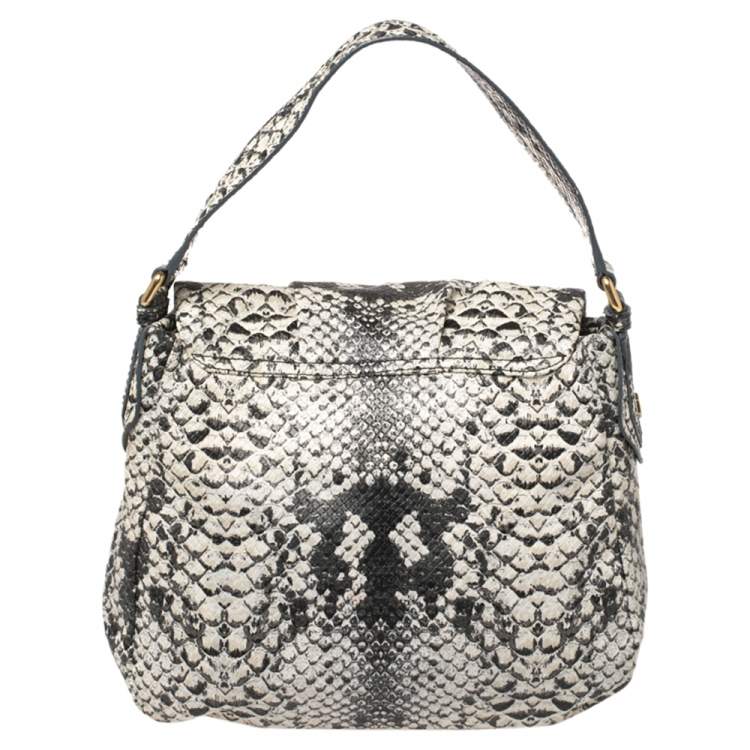 Pre Owned Marc by Marc Jacobs Black/White Python Embossed Leather Classic Q Lil Ukita Satchel
