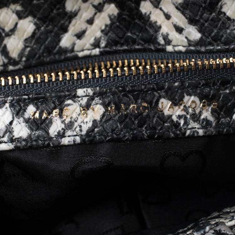 Pre Owned Marc by Marc Jacobs Black/White Python Embossed Leather Classic Q Lil Ukita Satchel