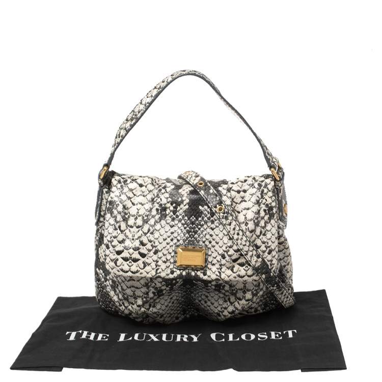 Pre Owned Marc by Marc Jacobs Black/White Python Embossed Leather Classic Q Lil Ukita Satchel