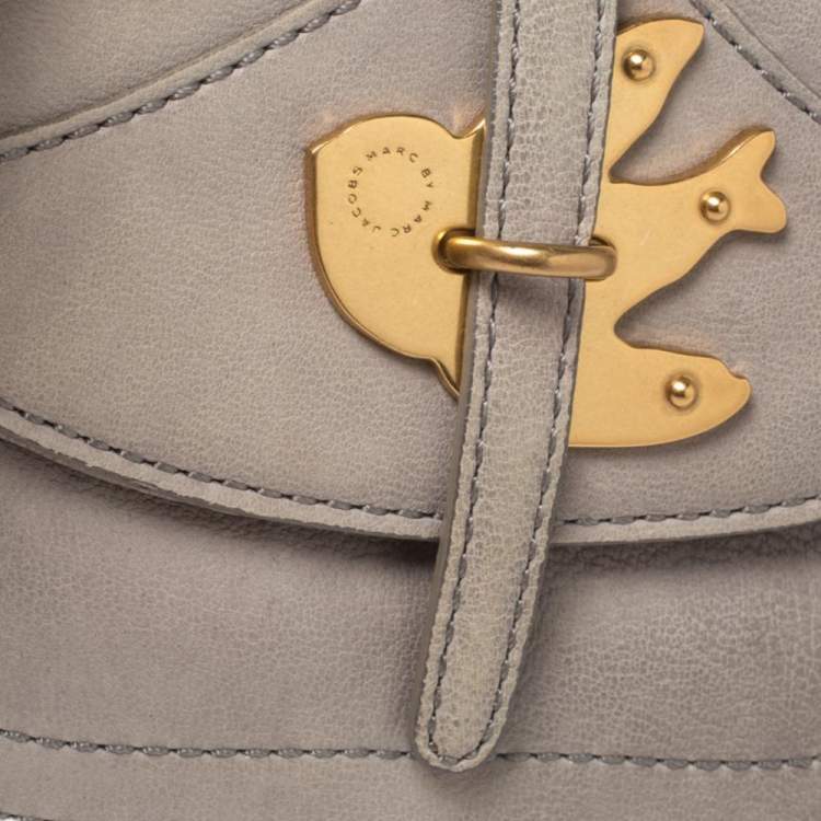 Pre Owned Marc By Marc Jacobs Grey Leather Petal To The Metal Pouch