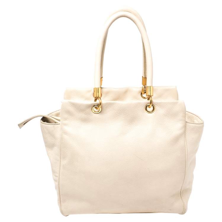 Pre Owned Marc By Marc Jacobs Cream Leather Too Hot To Handle Tote 