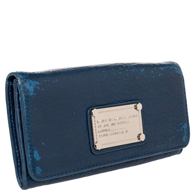 Pre Owned Marc by Marc Jacobs Blue Leather Flat Wallet