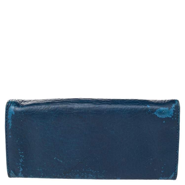 Pre Owned Marc by Marc Jacobs Blue Leather Flat Wallet