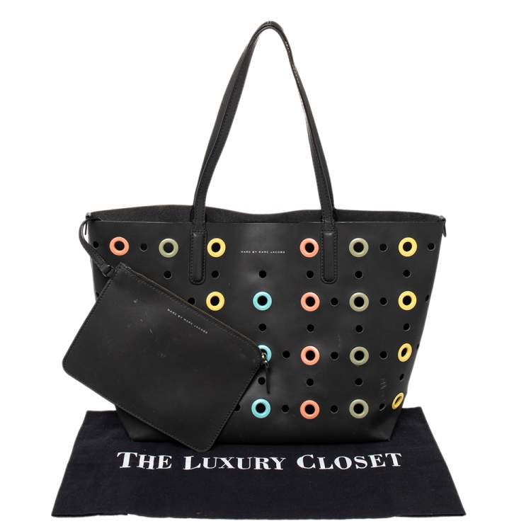 Pre Owned Marc by Marc Jacobs Black PVC Metropolite Grommet Tote
